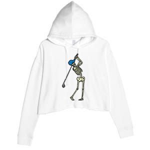 Golfer Skeleton Golf Player Halloween Costumedad Crop Fleece Hoodie