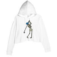 Golfer Skeleton Golf Player Halloween Costumedad Crop Fleece Hoodie