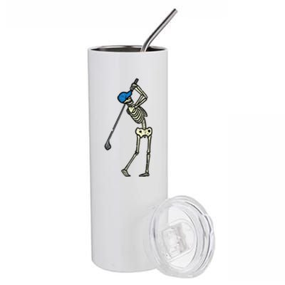 Golfer Skeleton Golf Player Halloween Costumedad Stainless Steel Tumbler