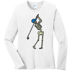 Golfer Skeleton Golf Player Halloween Costumedad Ladies Long Sleeve Shirt