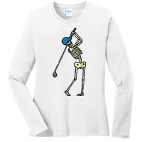 Golfer Skeleton Golf Player Halloween Costumedad Ladies Long Sleeve Shirt