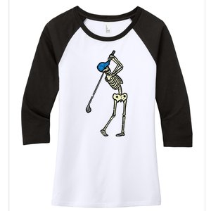 Golfer Skeleton Golf Player Halloween Costumedad Women's Tri-Blend 3/4-Sleeve Raglan Shirt