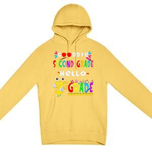 Goodbye Second Grade Hello 3rd Grade Funny Back To School Premium Pullover Hoodie