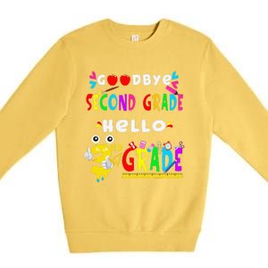 Goodbye Second Grade Hello 3rd Grade Funny Back To School Premium Crewneck Sweatshirt