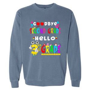 Goodbye Second Grade Hello 3rd Grade Funny Back To School Garment-Dyed Sweatshirt