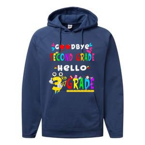 Goodbye Second Grade Hello 3rd Grade Funny Back To School Performance Fleece Hoodie