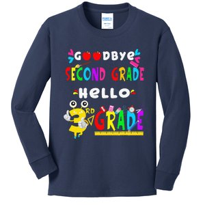 Goodbye Second Grade Hello 3rd Grade Funny Back To School Kids Long Sleeve Shirt