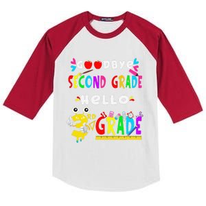 Goodbye Second Grade Hello 3rd Grade Funny Back To School Kids Colorblock Raglan Jersey