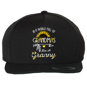 Grandma Sunflower Granny Funny Gift Cute Family Sunflower Lovers Gift Wool Snapback Cap