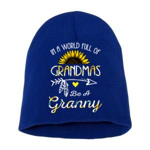 Grandma Sunflower Granny Funny Gift Cute Family Sunflower Lovers Gift Short Acrylic Beanie