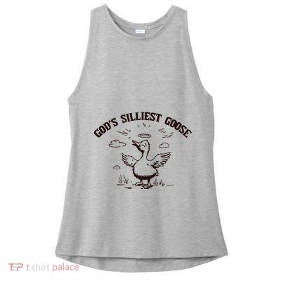 Gods Silliest Goose Funny Goose Sarcastic Vintage Ladies PosiCharge Tri-Blend Wicking Tank