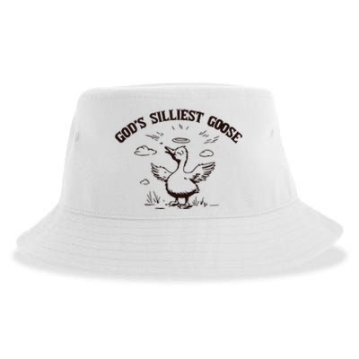 Gods Silliest Goose Funny Goose Sarcastic Vintage Sustainable Bucket Hat