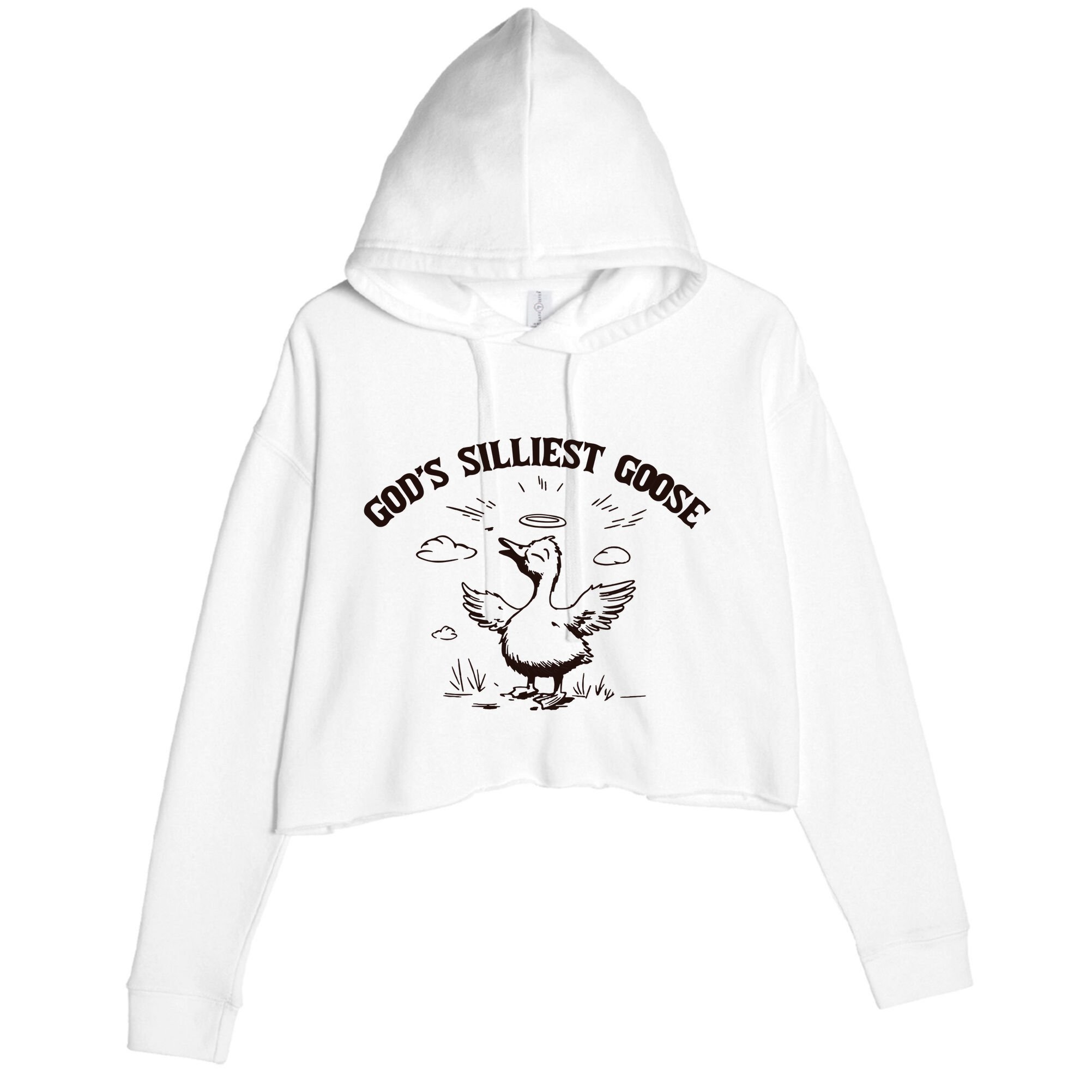 Gods Silliest Goose Funny Goose Sarcastic Vintage Crop Fleece Hoodie