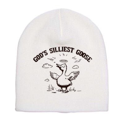 Gods Silliest Goose Funny Goose Sarcastic Vintage Short Acrylic Beanie