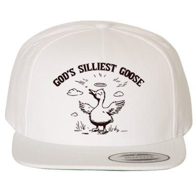 Gods Silliest Goose Funny Goose Sarcastic Vintage Wool Snapback Cap