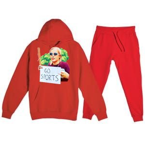 Go Sports Girl Meme Premium Hooded Sweatsuit Set