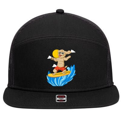 Goldendoodle Surfing 7 Panel Mesh Trucker Snapback Hat