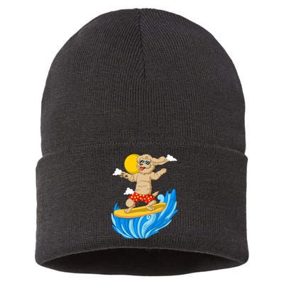 Goldendoodle Surfing Sustainable Knit Beanie