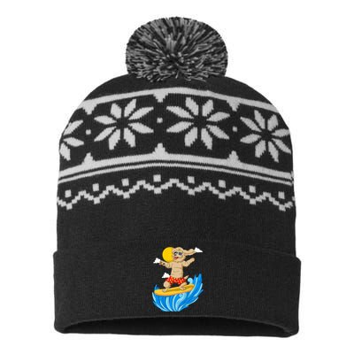 Goldendoodle Surfing USA-Made Snowflake Beanie