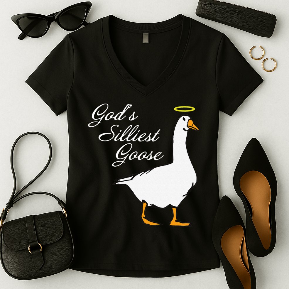 God's Silliest Goose Funny Women's V-Neck T-Shirt