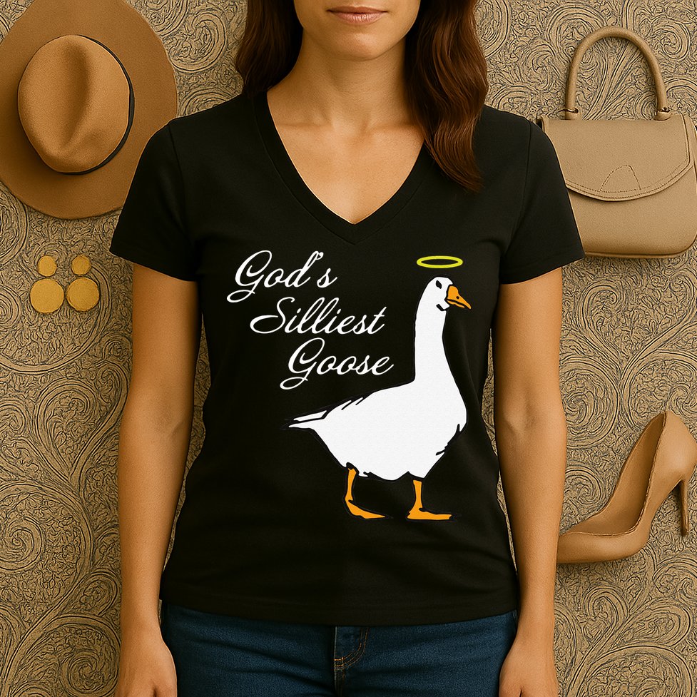 God's Silliest Goose Funny Women's V-Neck T-Shirt