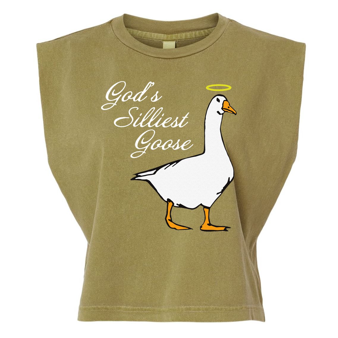 God's Silliest Goose Funny Garment-Dyed Women's Muscle Tee