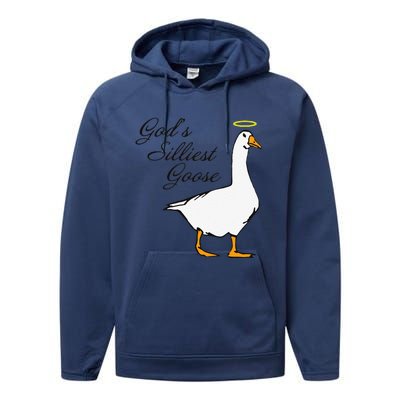 God's Silliest Goose Funny Performance Fleece Hoodie