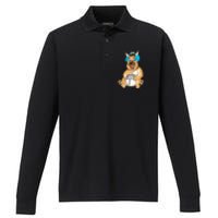 German Shepherd Gamer Performance Long Sleeve Polo