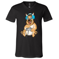 German Shepherd Gamer V-Neck T-Shirt