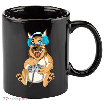 German Shepherd Gamer 11oz C Handle Ceramic Mug