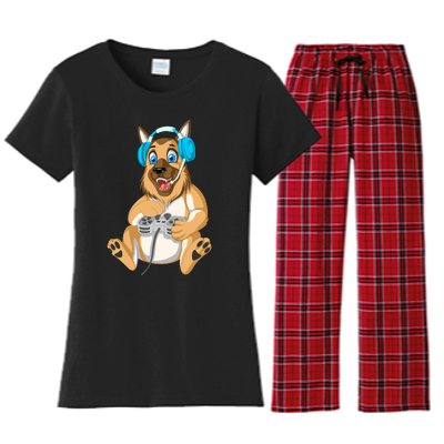 German Shepherd Gamer Women's Flannel Pajama Set