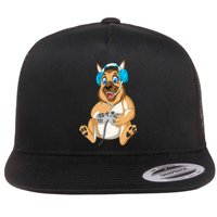 German Shepherd Gamer Flat Bill Trucker Hat