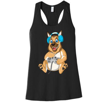 German Shepherd Gamer Women's Racerback Tank