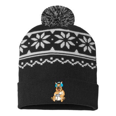 German Shepherd Gamer USA-Made Snowflake Beanie