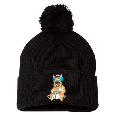 German Shepherd Gamer Pom Pom 12in Knit Beanie