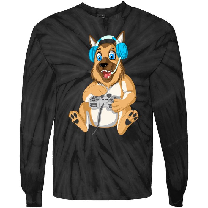 German Shepherd Gamer Tie-Dye Long Sleeve Shirt