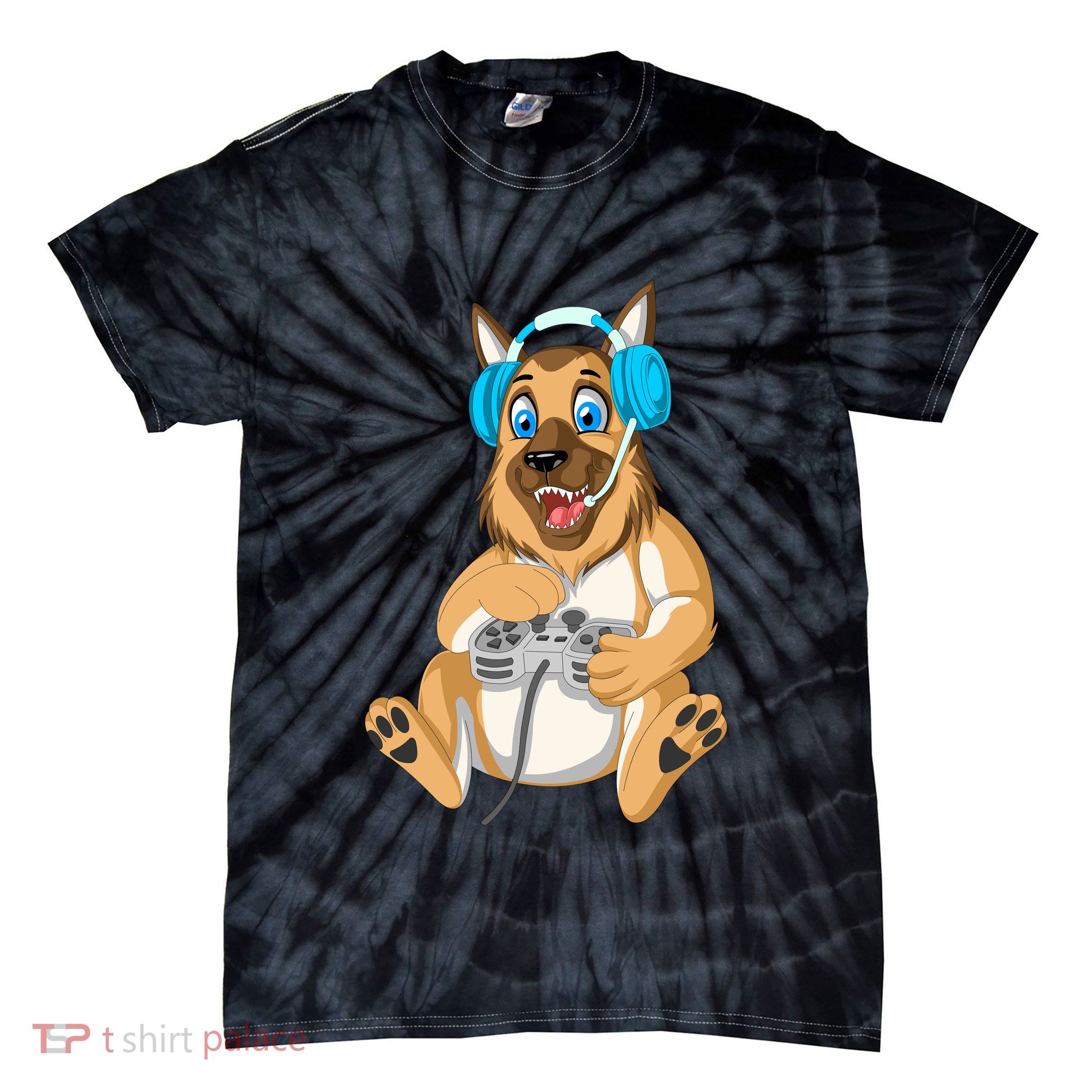 German Shepherd Gamer Tie-Dye T-Shirt