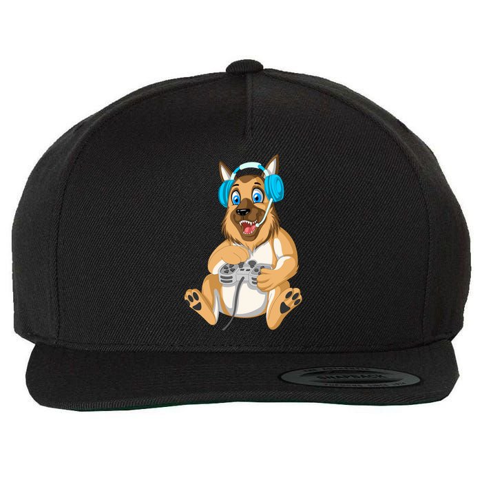 German Shepherd Gamer Wool Snapback Cap