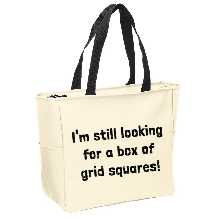 Grid Squares Zip Tote Bag