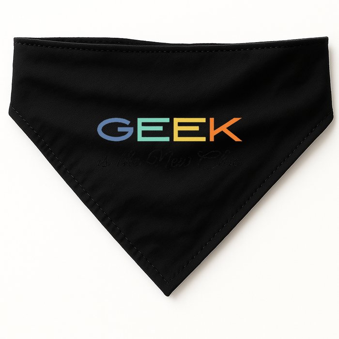 Geek Science Geek Is Chic It Nerd Funny Tech Geeky Stem USA-Made Doggie Bandana