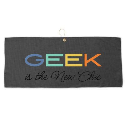 Geek Science Geek Is Chic It Nerd Funny Tech Geeky Stem Large Microfiber Waffle Golf Towel