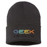 Geek Science Geek Is Chic It Nerd Funny Tech Geeky Stem Sustainable Knit Beanie