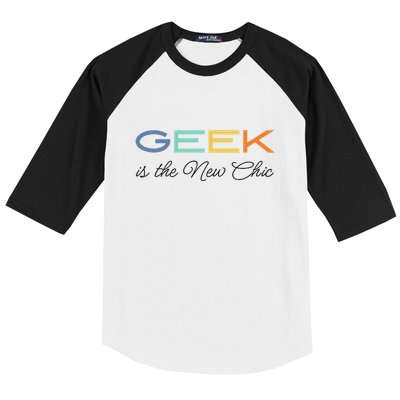 Geek Science Geek Is Chic It Nerd Funny Tech Geeky Stem Baseball Sleeve Shirt
