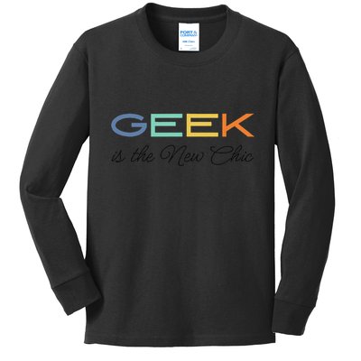 Geek Science Geek Is Chic It Nerd Funny Tech Geeky Stem Kids Long Sleeve Shirt