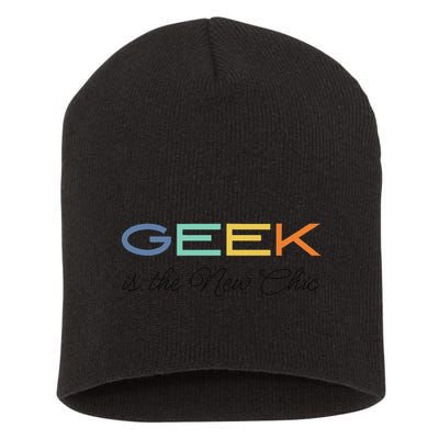 Geek Science Geek Is Chic It Nerd Funny Tech Geeky Stem Short Acrylic Beanie