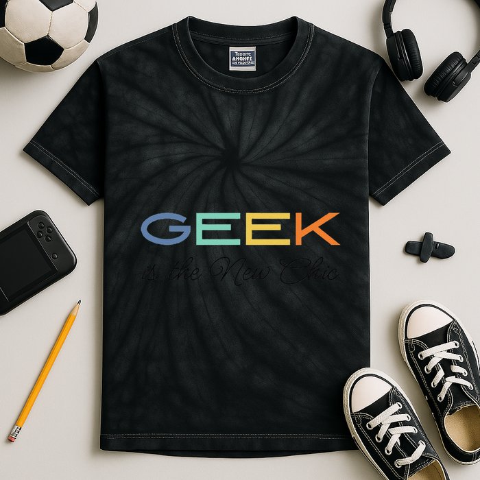 Geek Science Geek Is Chic It Nerd Funny Tech Geeky Stem Kids Tie-Dye T-Shirt