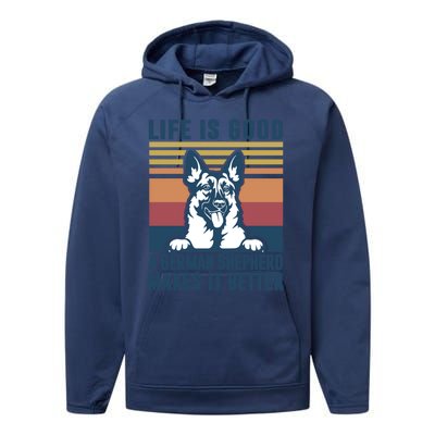 Ger Shepherd Gift Dog Dad Mom Ger Shepherd Gift Performance Fleece Hoodie