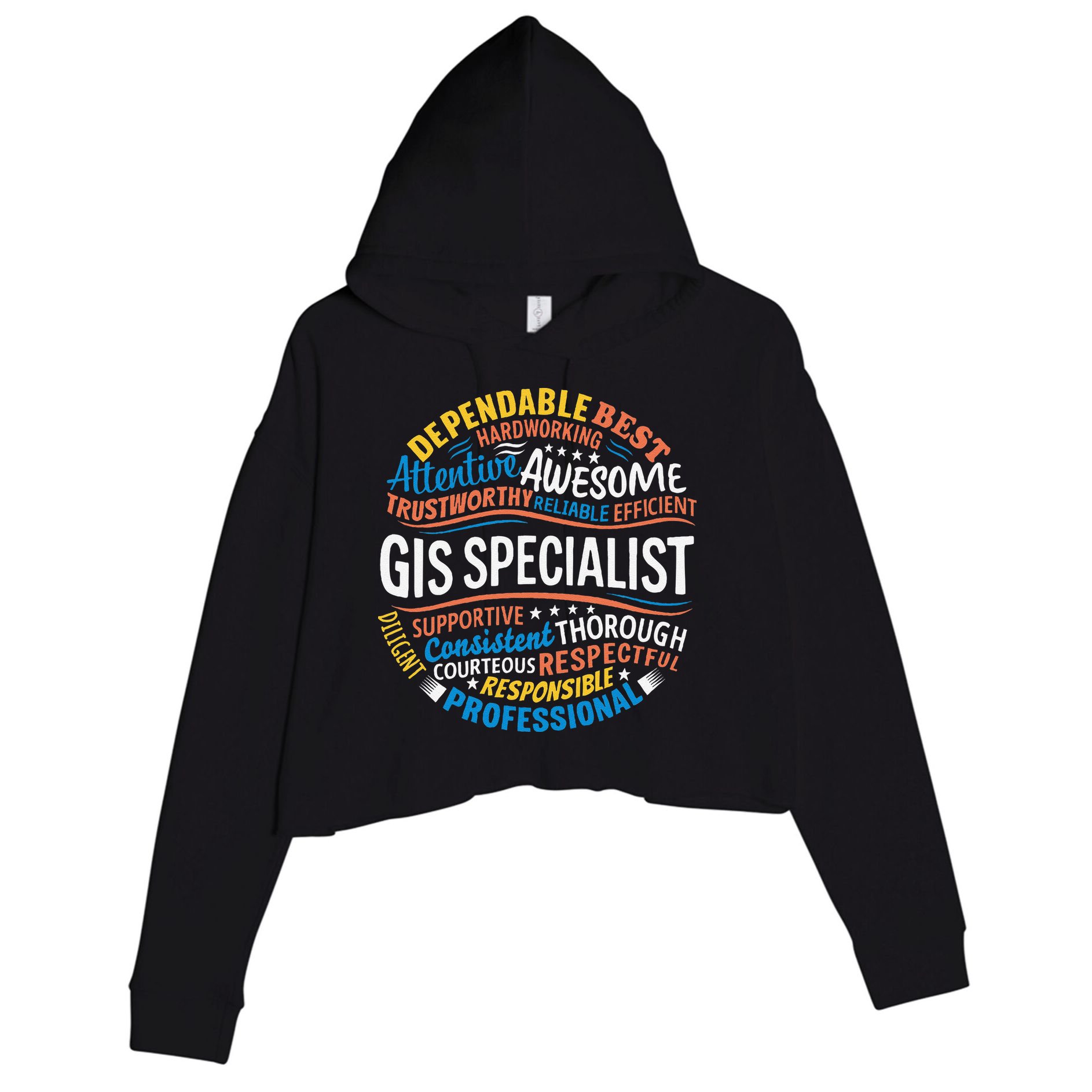 Gis Specialist Gifts Funny Appreciation Week Crop Fleece Hoodie