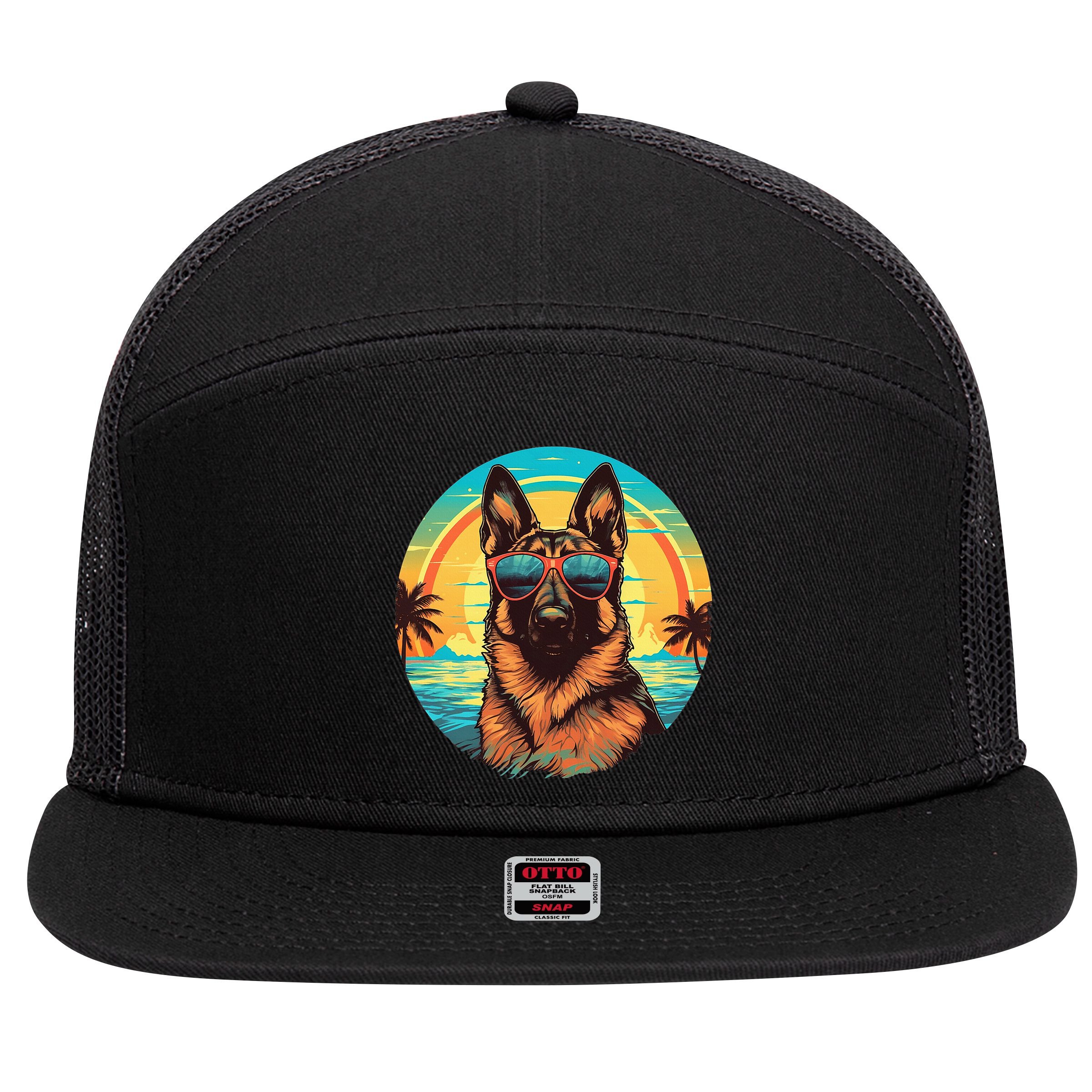 German Shepherd 7 Panel Mesh Trucker Snapback Hat