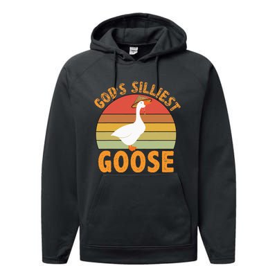 GodS Silliest Goose Performance Fleece Hoodie